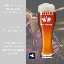 Charger l'image dans la galerie, Weizenglas mit Gravur Leonardo - Personalisiertes Geburtstagsgeschenk für Männer