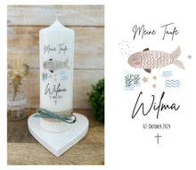 Charger l'image dans la galerie, Taufkerze " Wilma " Fisch boho - personalisiert
