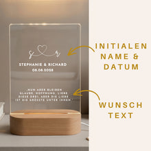 Charger l'image dans la galerie, VILLA ROSA LOTTA Hochzeitsgeschenke für Brautpaar – LED-Acrylglas Nachtlicht