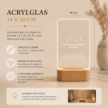 Charger l'image dans la galerie, VILLA ROSA LOTTA Hochzeitsgeschenke für Brautpaar – LED-Acrylglas Nachtlicht
