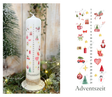 Lade das Bild in den Galerie-Viewer, Weihnachtskerze/Adventskerze "Leif Adventszeit " mit Zahlen 1-24
