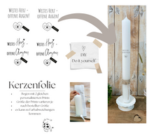 Lade das Bild in den Galerie-Viewer, Kerzenfolie Kerzentattoo FO-0005 " weites Herz - offene Augen " - Kerzensticker DIY