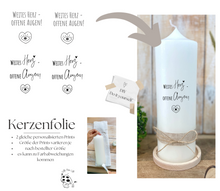 Lade das Bild in den Galerie-Viewer, Kerzenfolie Kerzentattoo FO-0005 " weites Herz - offene Augen " - Kerzensticker DIY