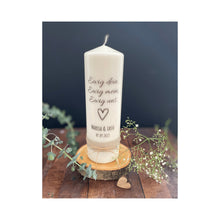 Load image into Gallery viewer, Hochzeitskerze "Ewig Dein, Ewig mein, Ewig uns." Kalligrafie - personalisiert