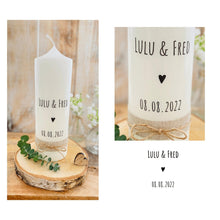 Load image into Gallery viewer, Hochzeitskerze "Lulu" Herz minimalistisch - personalisiert