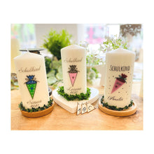 Lade das Bild in den Galerie-Viewer, Kerze zur Einschulung "Amelie" Schultüte skandi - personalisiert