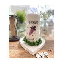 Lade das Bild in den Galerie-Viewer, Kerze zur Einschulung "Amelie" Schultüte skandi - personalisiert