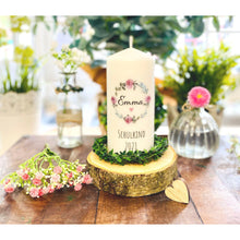 Lade das Bild in den Galerie-Viewer, Kerze zur Einschulung "Emma" Pfingstrosen - personalisiert