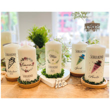Lade das Bild in den Galerie-Viewer, Kerze zur Einschulung "Victoria" Schultüte skandi - personalisiert