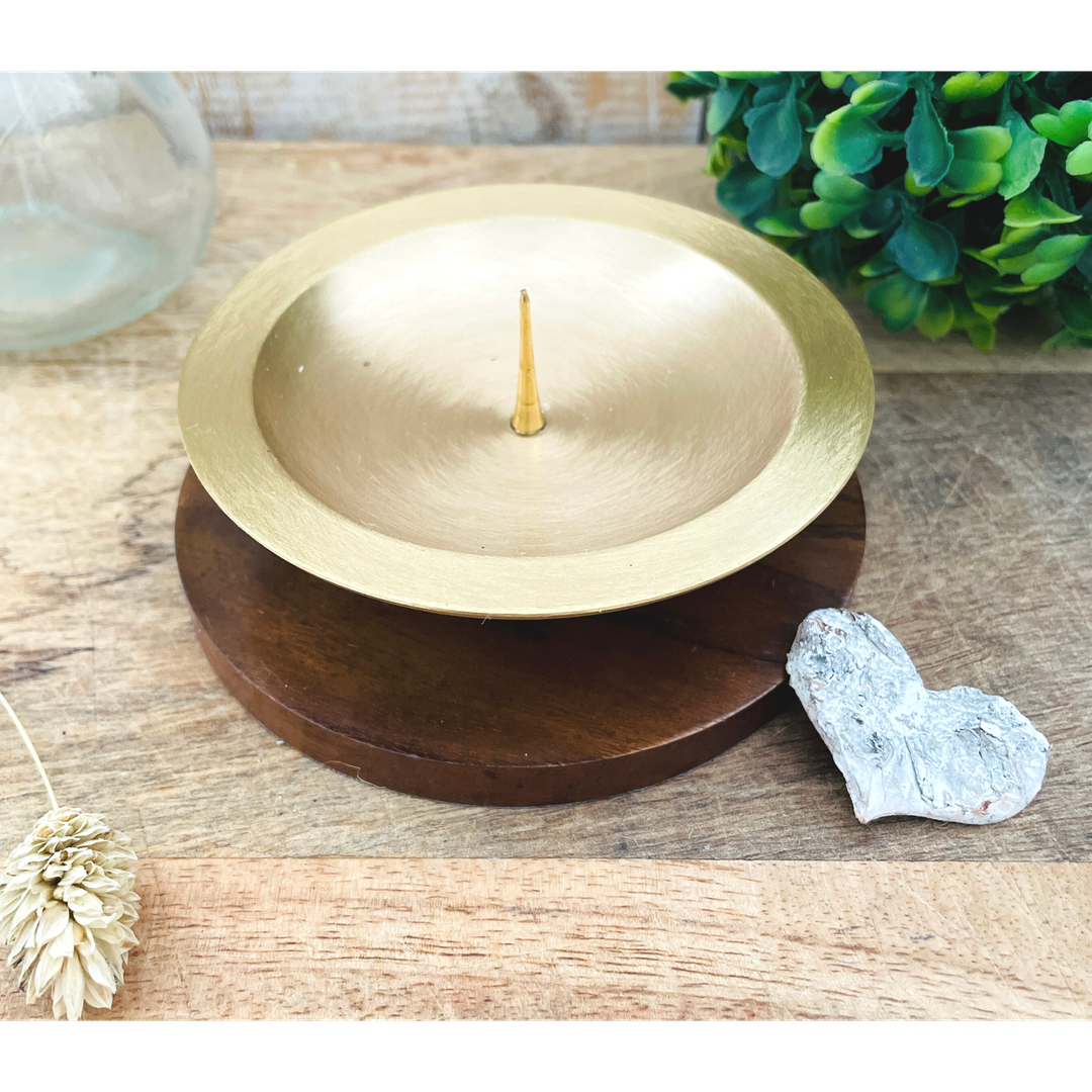 Candle holder "Susi" gold metal & wood candle accessories Villa