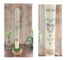 Charger l'image dans la galerie, Taufkerze / Konfirmationskerze "Toni" Eukalyptus - personalisiert