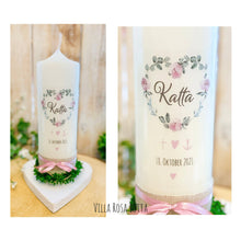 Load image into Gallery viewer, Taufkerze/Konfirmationskerze "Katta" Zweige Herz - personalisiert