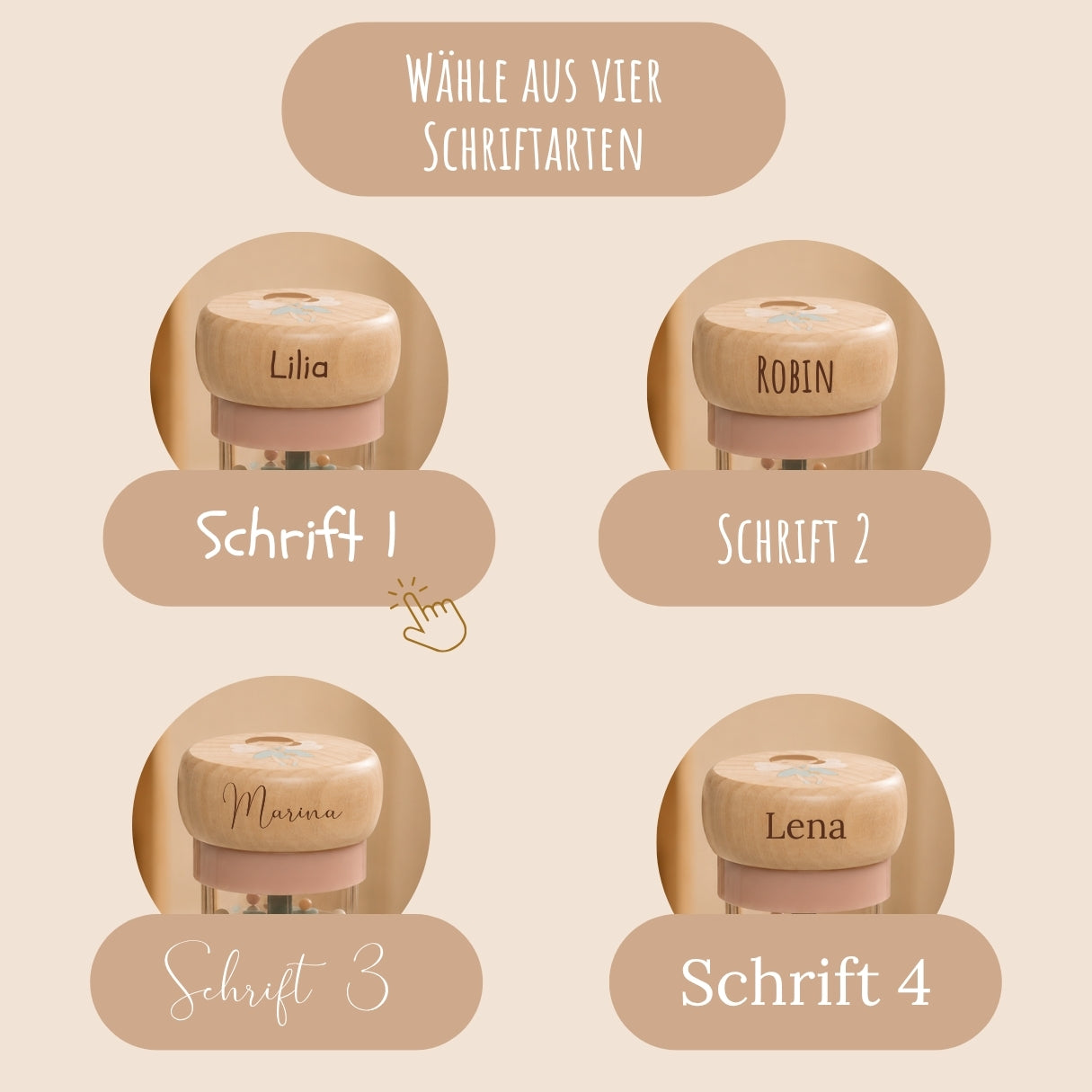 Regenrassel aus Holz von Jollein, personalisiert mit Namen – Ansicht 7
