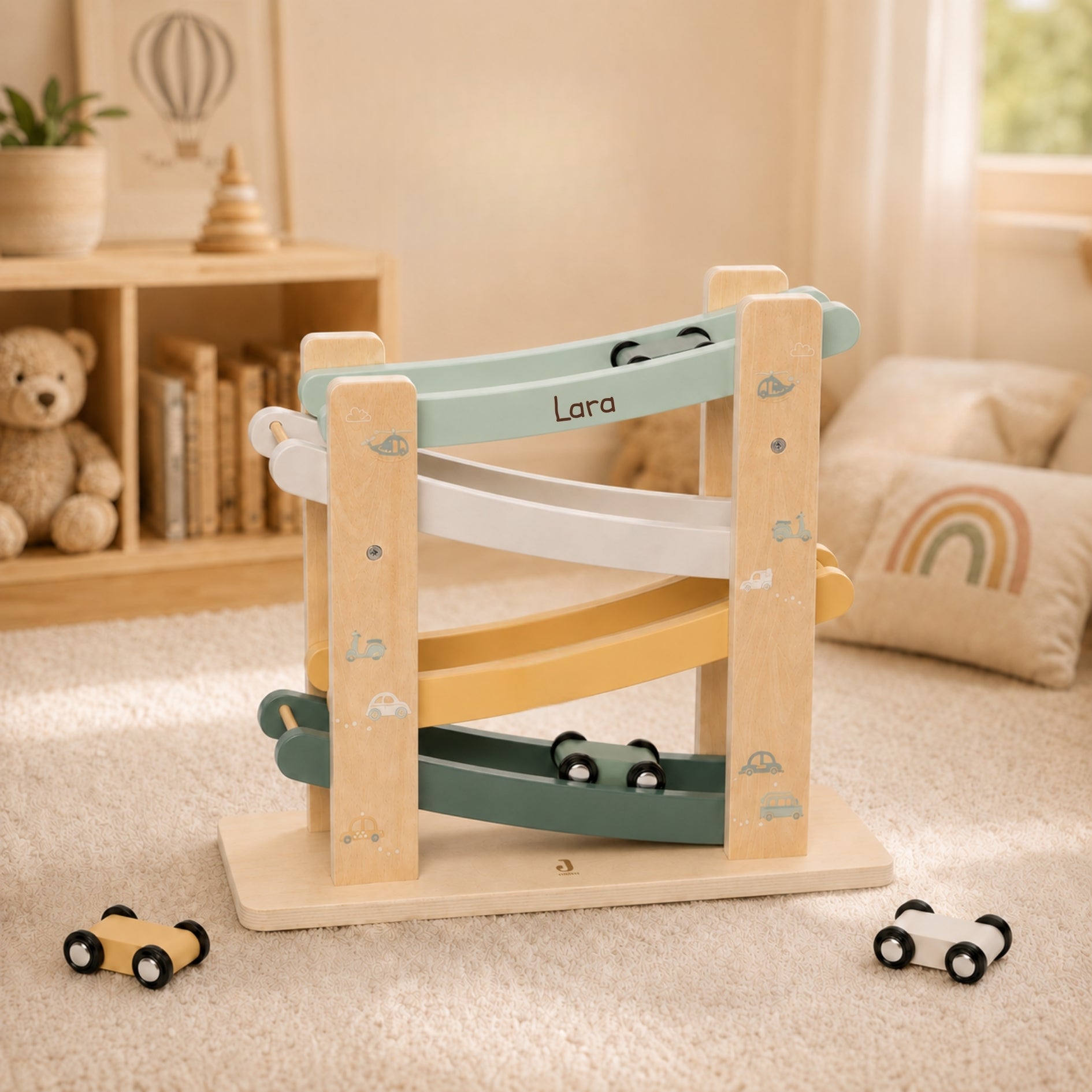 Rennbahn aus Holz von Jollein, personalisiert mit Namen – Ansicht 8