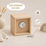 Spardose aus Holz mit Namen, Motiv Regenbogen Blau – Ansicht 5