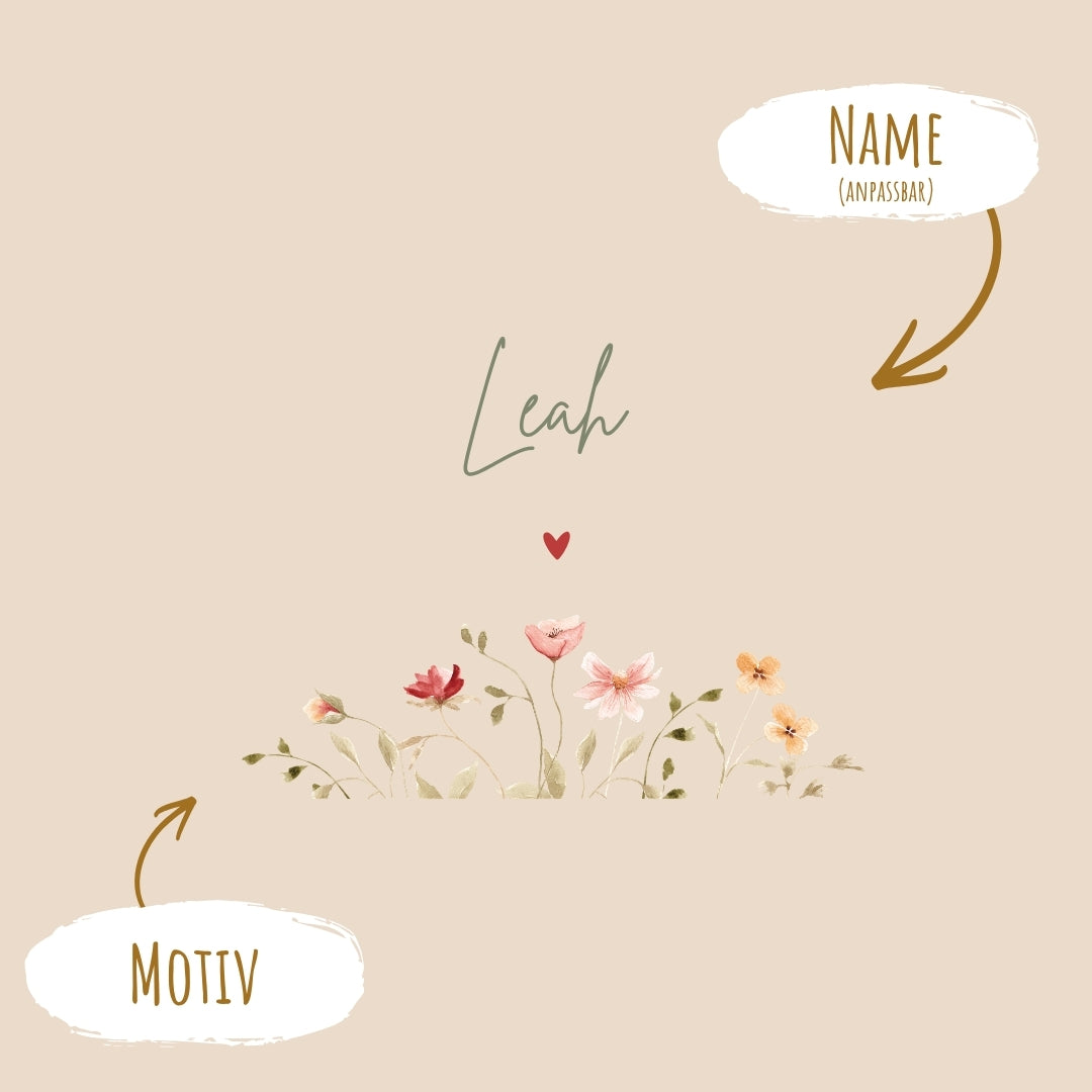 Spardose aus Holz mit Namen, Motiv Blümchen – Ansicht 3