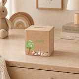 Spardose aus Holz mit Namen, Motiv Tiergruppe – Ansicht 6