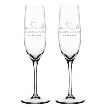 Lade das Bild in den Galerie-Viewer, 2er Set Sektglas personalisiert mit Gravur - Hochzeitsgeschenke mit Name &amp; Datum &quot;Anouk&quot;  Leonardo
