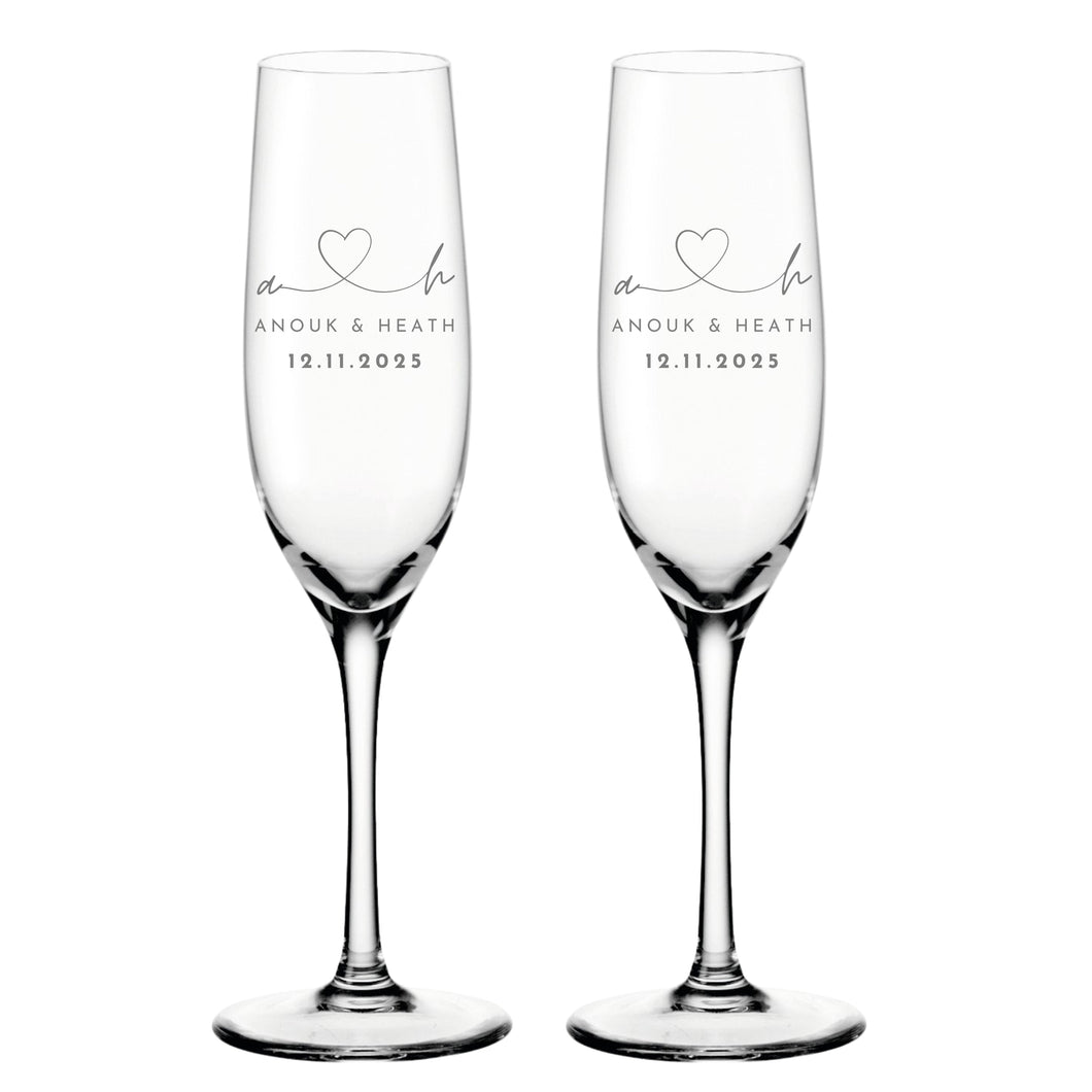 2er Set Sektglas personalisiert mit Gravur - Hochzeitsgeschenke mit Name & Datum 