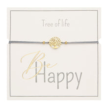 Load image into Gallery viewer, Armband - &quot;Be Happy&quot; - vergoldet - Baum des Lebens CRYSTALS
