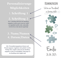 Load image into Gallery viewer, Kommunionkerze &quot; Ich bin ein Puzzleteil in Gottes Welt - Emilio &quot; - personalisiert

