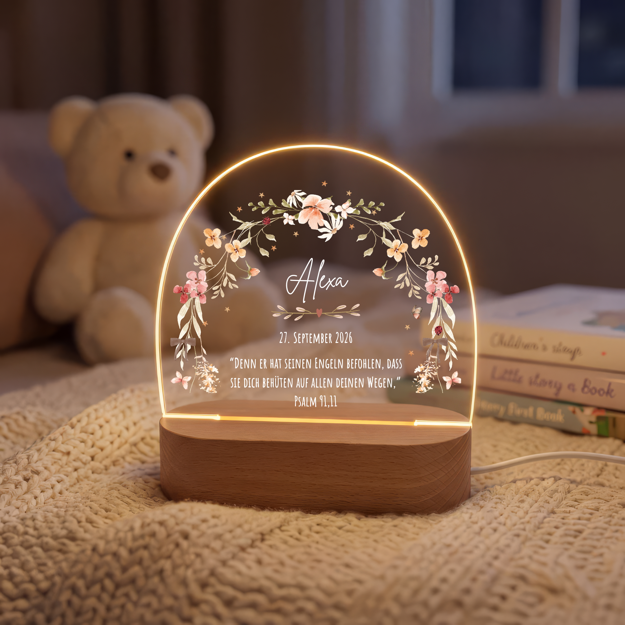 LED-Nachtlicht für Kinder mit Motiv Blumen Regenbogen – Ansicht 4