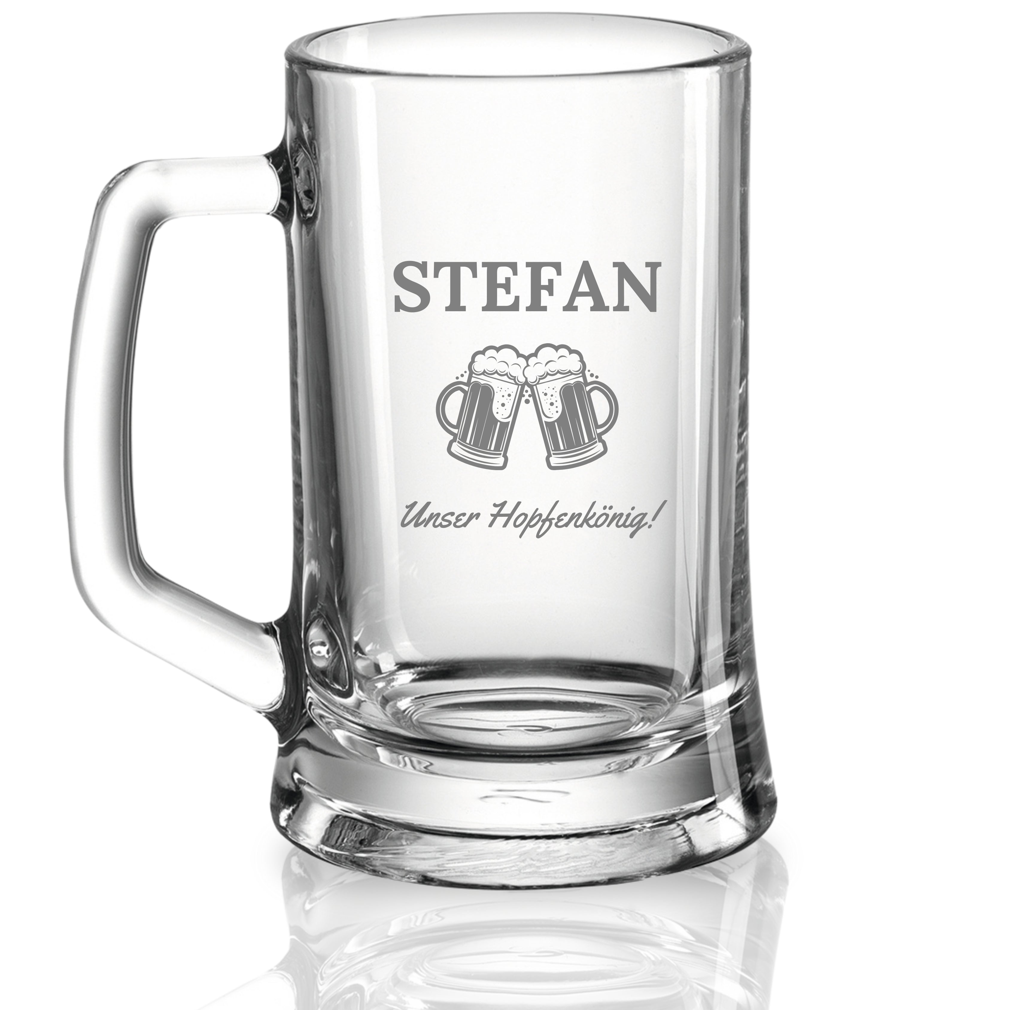 Bierkrug mit Gravur Klassisch, personalisiert mit dem Namen und einem Spruch