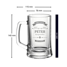 Load image into Gallery viewer, Bierkrug personalisiert mit Gravur Oldschool – persönliches Geschenk

