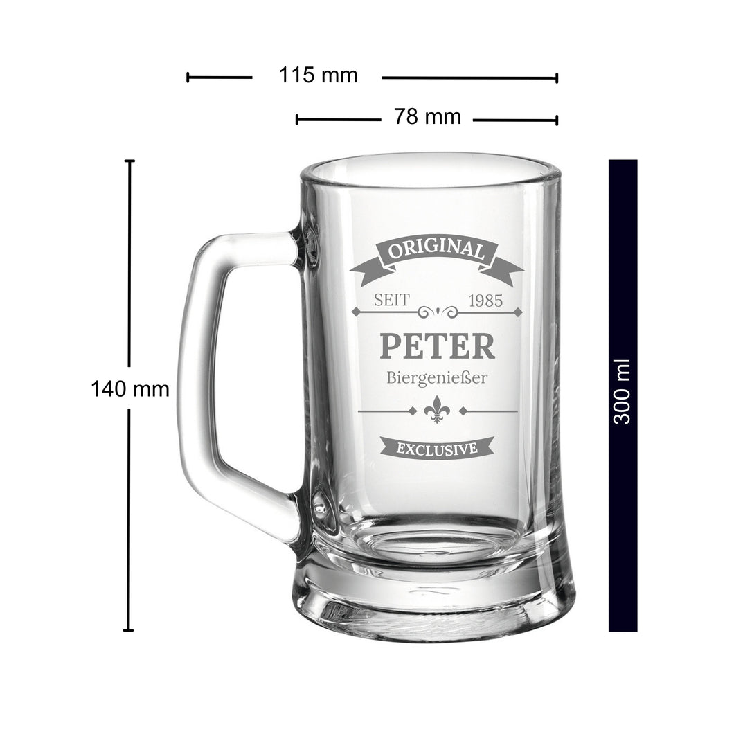 Bierkrug mit Gravur - Personalisierte Geschenke Männer - Klassisches Design