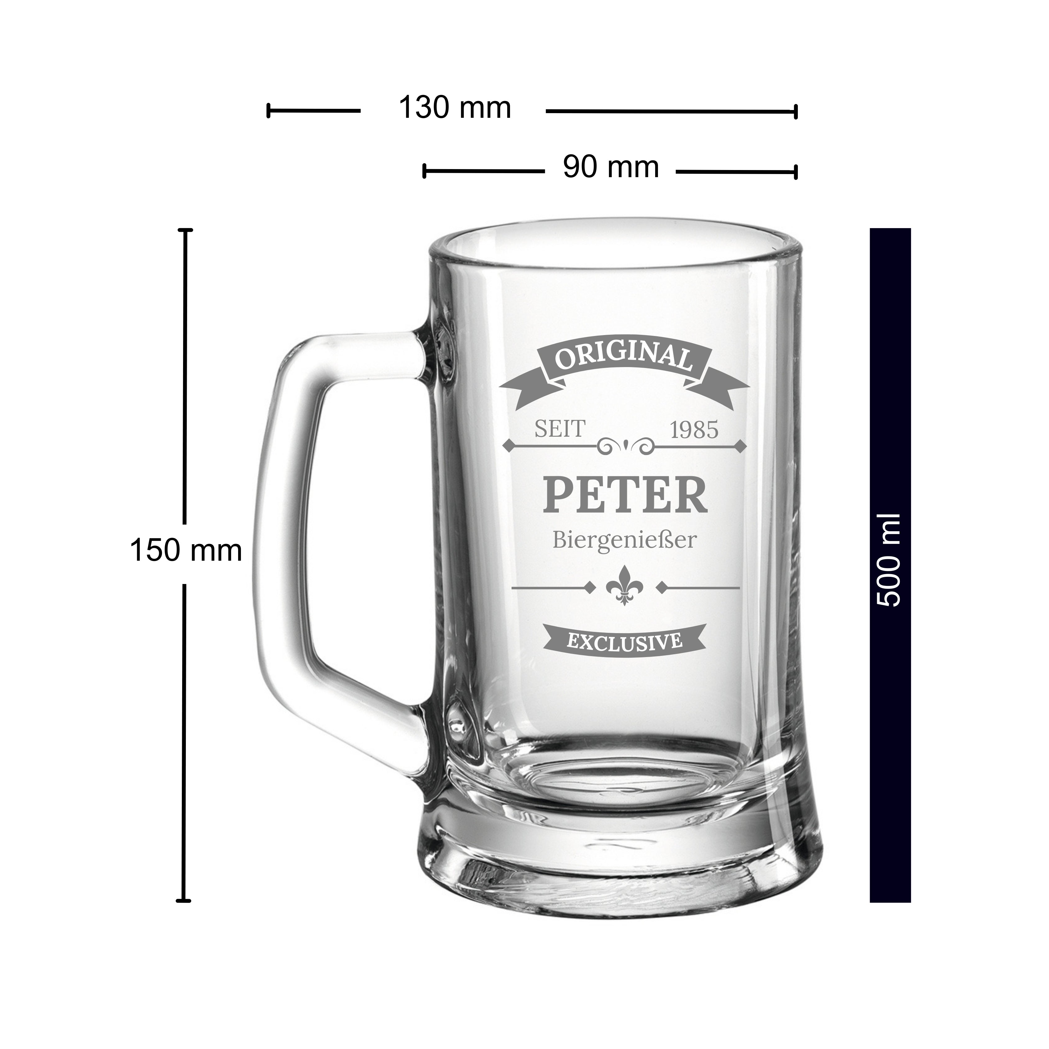 Bierkrug personalisiert mit Gravur Oldschool – persönliches Geschenk