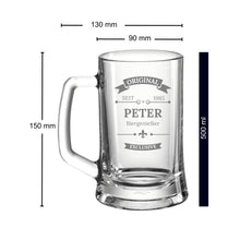 Load image into Gallery viewer, Bierkrug personalisiert mit Gravur Oldschool – persönliches Geschenk
