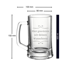Load image into Gallery viewer, Bierkrug personalisiert mit Gravur Wunschtext – persönliches Geschenk
