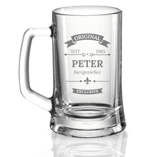 Load image into Gallery viewer, Bierkrug mit Gravur Oldschool, personalisiert mit dem Namen
