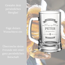 Lade das Bild in den Galerie-Viewer, Bierkrug mit Gravur - Personalisierte Geschenke Männer - Klassisches Design
