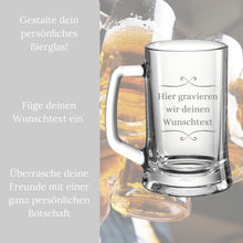 Load image into Gallery viewer, Bierkrug mit Gravur Wunschtext – Ansicht 2
