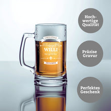 Charger l&#39;image dans la galerie, Bierkrug mit Gravur - Personalisierte Geschenke Männer - Klassisches Design
