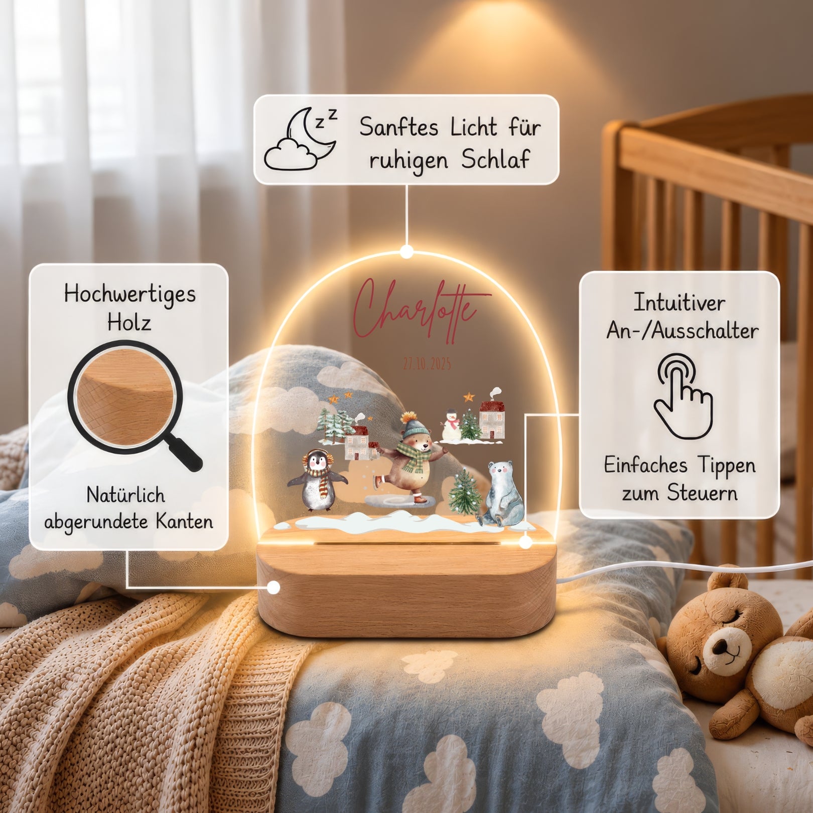 LED-Nachtlicht für Kinder mit Motiv Winterwelt – Ansicht 6