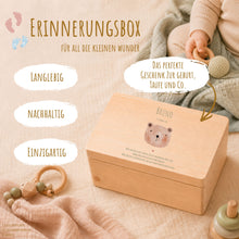 Lade das Bild in den Galerie-Viewer, Erinnerungsbox Baby mit Deckel Motiv Bärchen personalisiert – Ansicht 2
