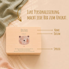 Lade das Bild in den Galerie-Viewer, Erinnerungsbox Baby mit Deckel Motiv Bärchen personalisiert – Ansicht 6
