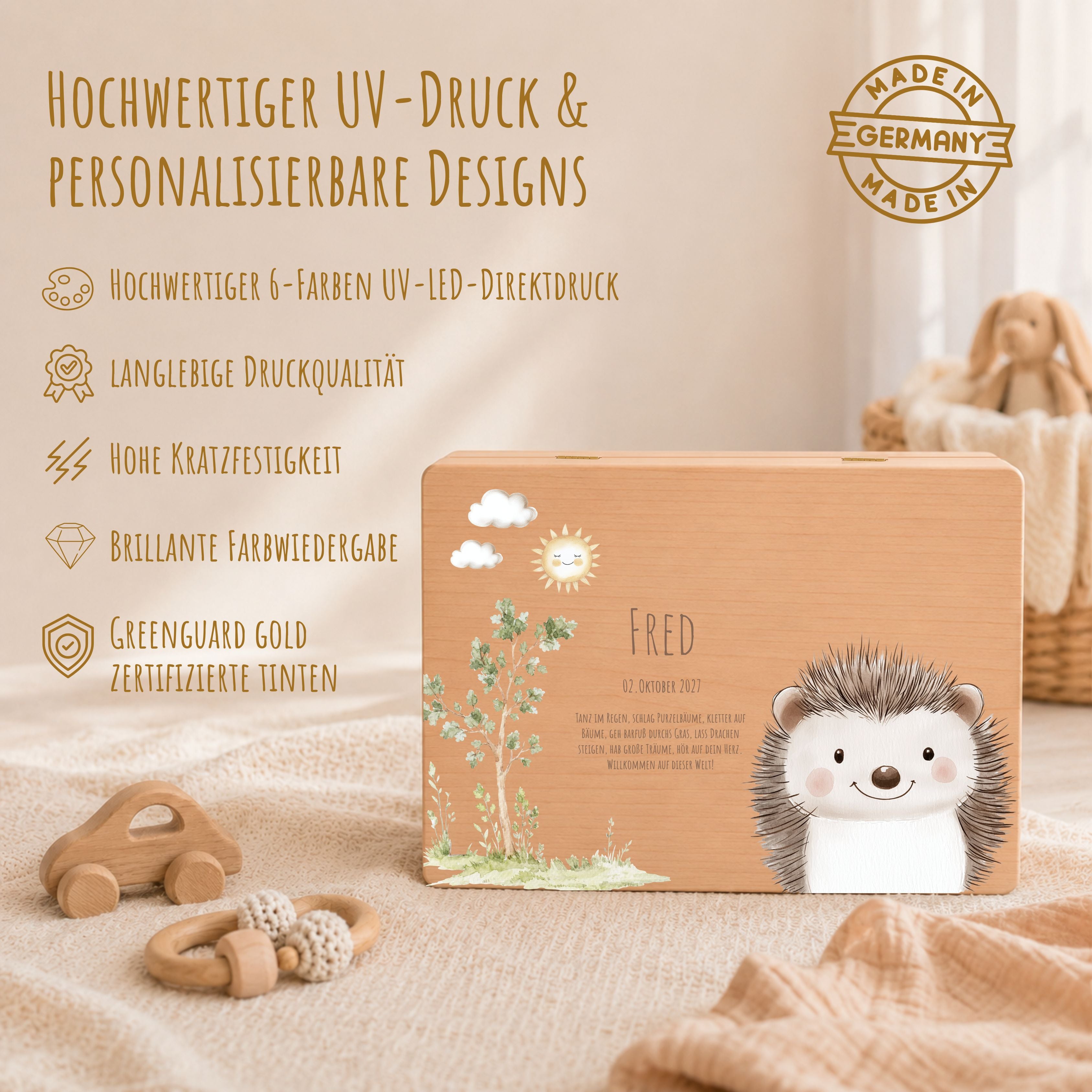 Erinnerungsbox Baby mit Deckel Waldtiere personalisiert – Ansicht 6