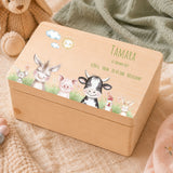 Erinnerungsbox Baby mit Deckel Motiv Bauernhoftiere personalisiert – Ansicht 1