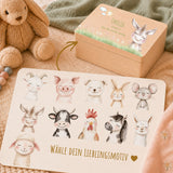 Erinnerungsbox Baby mit Deckel Bauernhof Tiere personalisiert – Ansicht 1