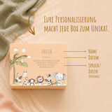 Erinnerungsbox Baby mit Deckel Motiv Safaritiere personalisiert – Ansicht 6