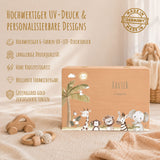 Erinnerungsbox Baby mit Deckel Motiv Safaritiere personalisiert – Ansicht 4