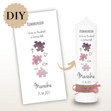 Lade das Bild in den Galerie-Viewer, Kerzenfolie Kommunionkerze "Mareike" - personalisiert
