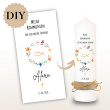 Lade das Bild in den Galerie-Viewer, Kerzenfolie Kommunionkerze "Alara" - personalisiert
