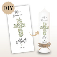 Lade das Bild in den Galerie-Viewer, Kerzenfolie Kommunionkerze "Alberto" - personalisiert
