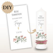 Lade das Bild in den Galerie-Viewer, Kerzenfolie Kommunionkerze "Freya" - personalisiert
