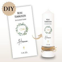 Lade das Bild in den Galerie-Viewer, Kerzenfolie Kommunionkerze "Hanno" - personalisiert
