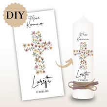 Lade das Bild in den Galerie-Viewer, Kerzenfolie Kommunionkerze "Loretta" - personalisiert
